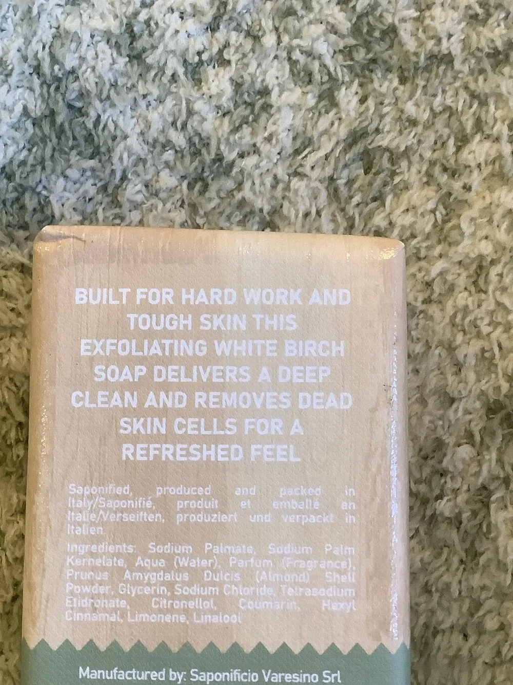 White Birch Scented Exfoliating Soap Sapone Artigianale Italiano 10.5 oz NWT